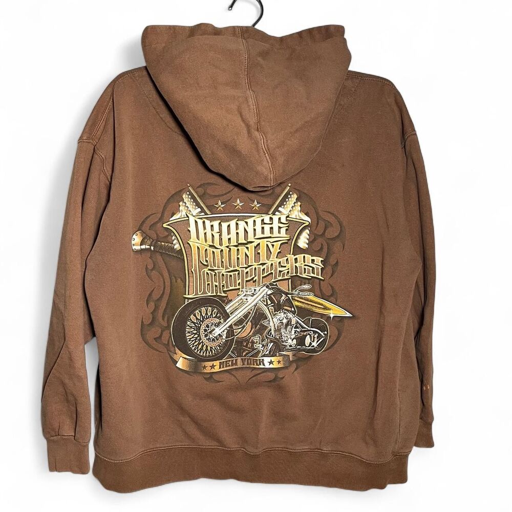 Vintage 00s Y2K Orange County Choppers  OCC Biker Grunge Skater Zip Up Hoodie M